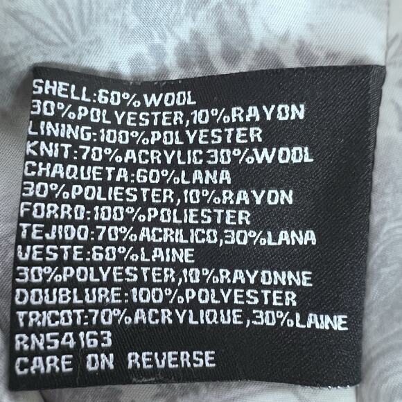 Guess Wool Coat Women’s Sz L Gray Double Breasted Knit Collar Winter Classic - Picture 7 of 8